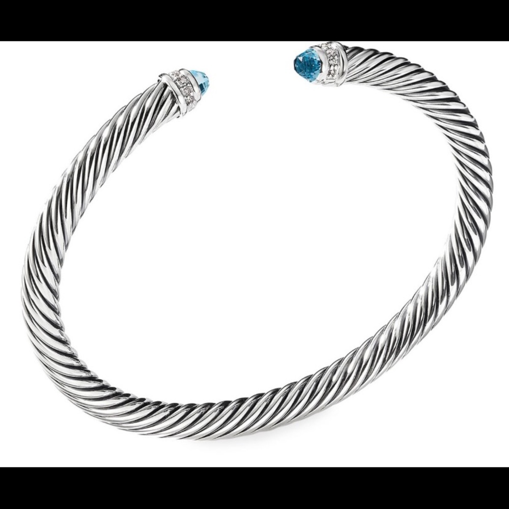 David Yurman Cable Bracelet Blue Topaz & Diamonds